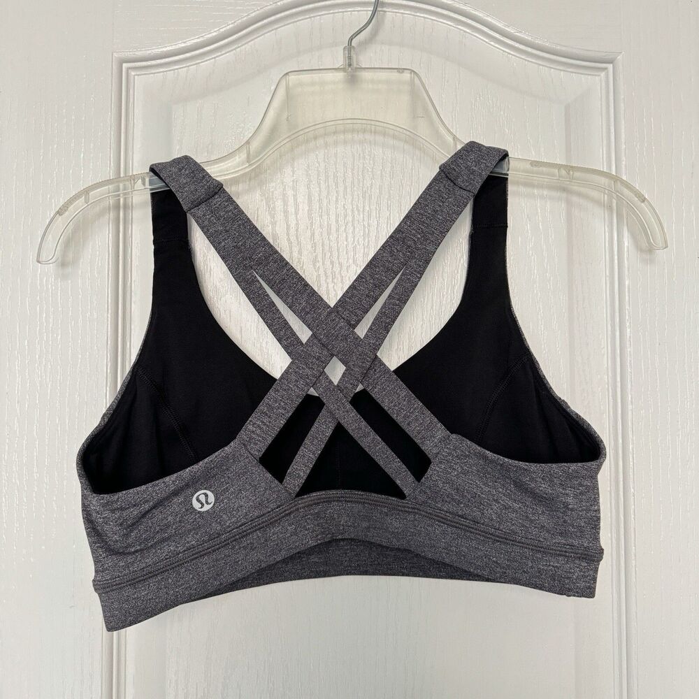 Lululemon Energy Crossback Sports Bra Gray Yoga Exercise Women's Size 8 RARE